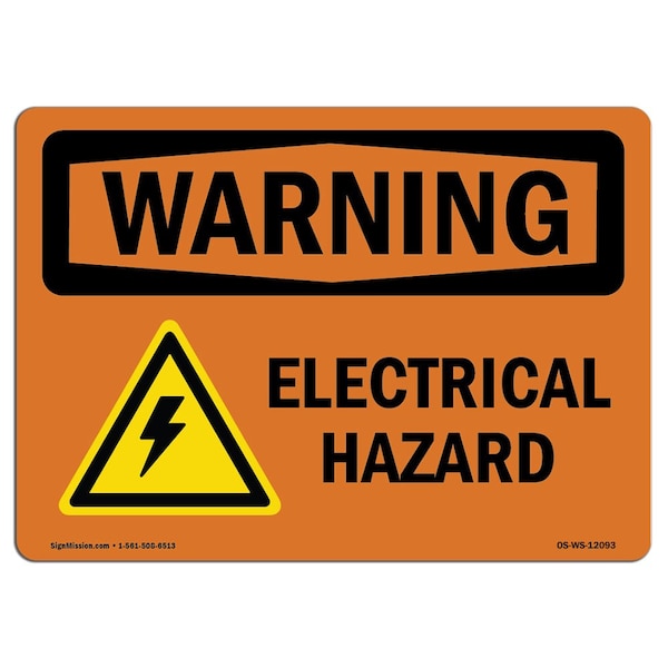 Safety Sign, OSHA WARNING, 18" Height, 24" Width, Electrical Hazard, Landscape, D-1824-L-12093